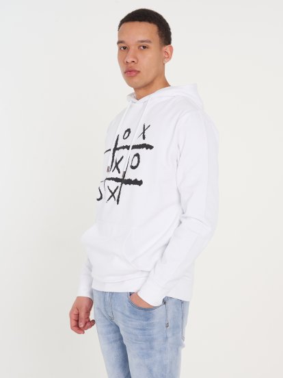 White hoodie with print