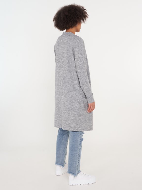 Long marled cardigan with pockets