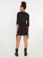 Ruched bodycon 3/4 sleeve mini dress