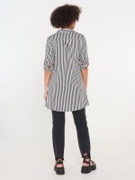Longline striped viscose tunic 3/4 sleeve blouse