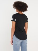 Longline cotton short sleeve t-shirt with print
