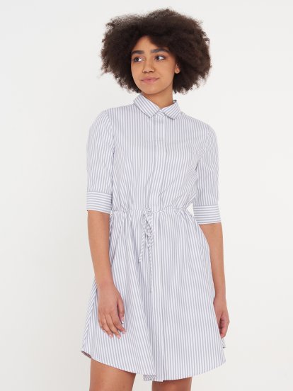 Stripped shirt dress in cotton blend