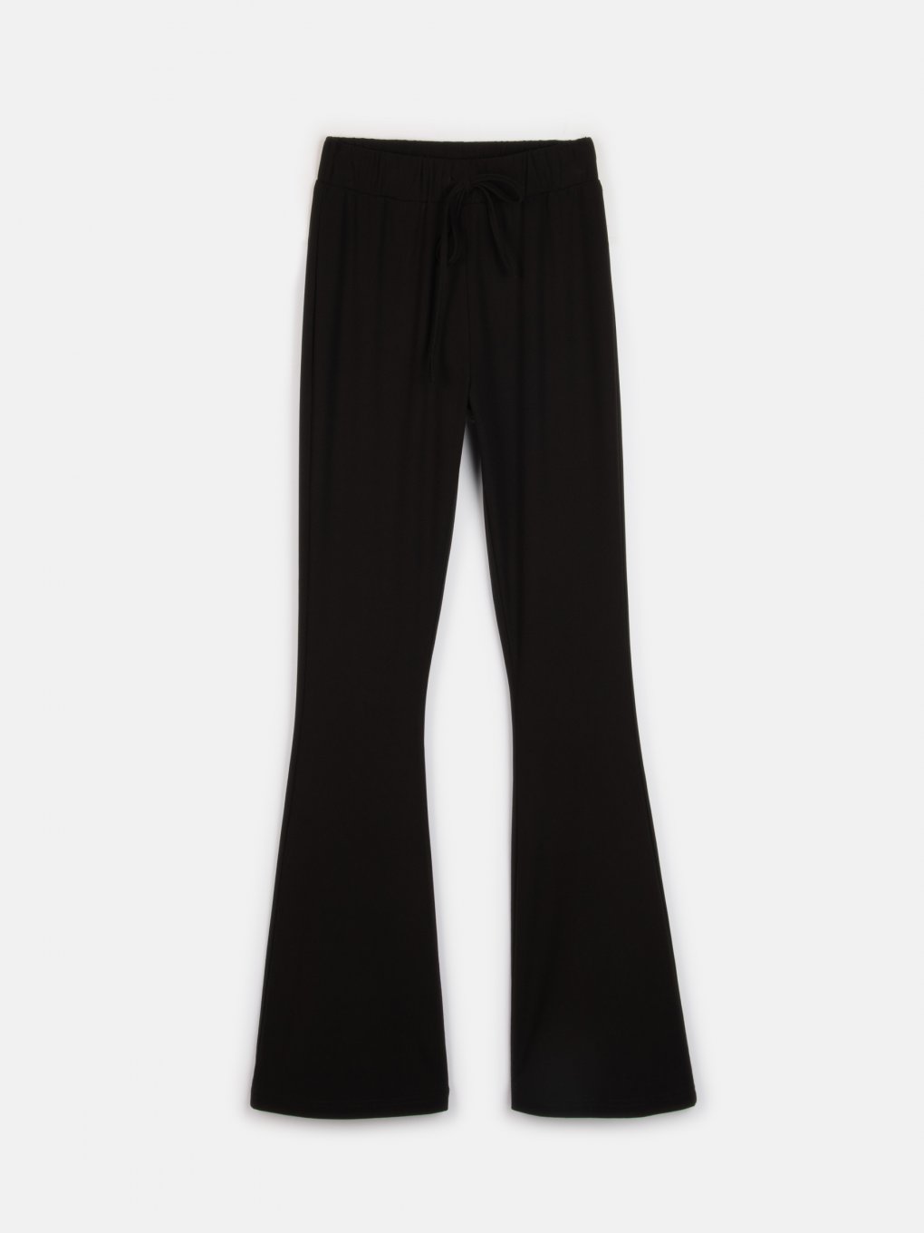 Flared ribbed pants with elastic waistband