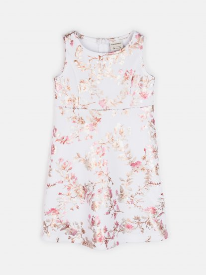 Dress with metalic floral print for girls