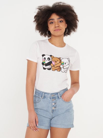 Cotton blend graphic print t-shirt