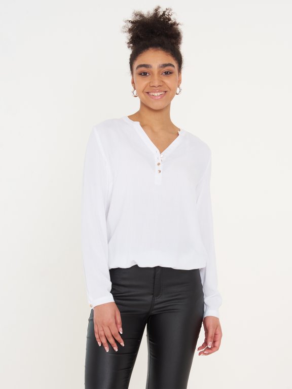 Basic viscose long sleeve blouse