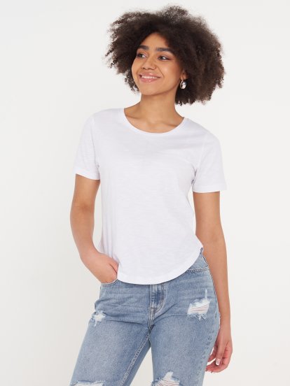 Základné basic bavlnené tričko s krátkym rukávom dámske