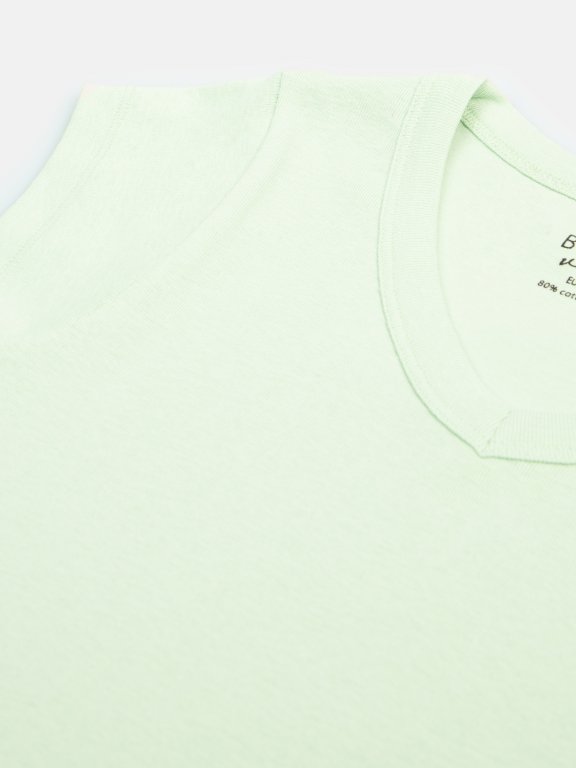 Základní basic tričko z bavlněné směsi s véčkovým výstřihem