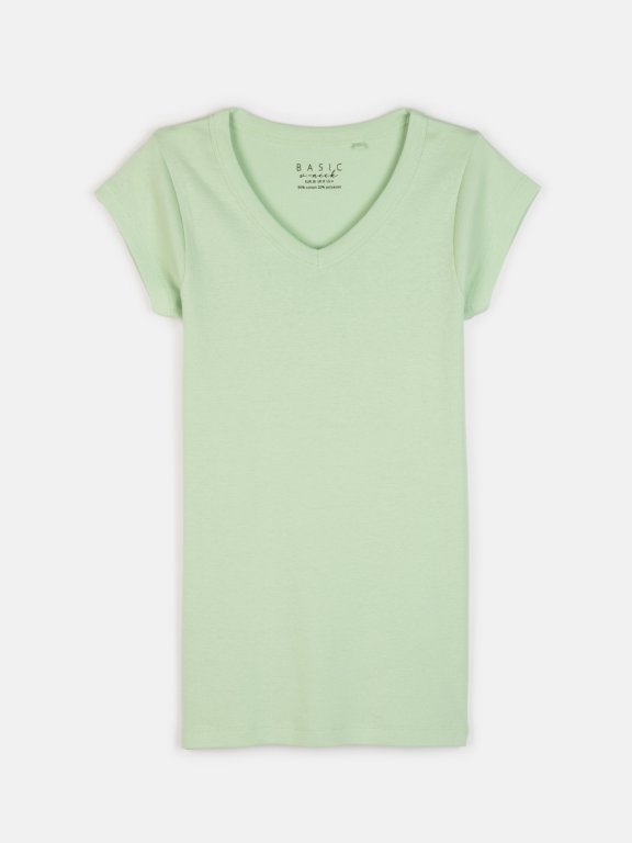 Basic cotton blend v-neck t-shirt