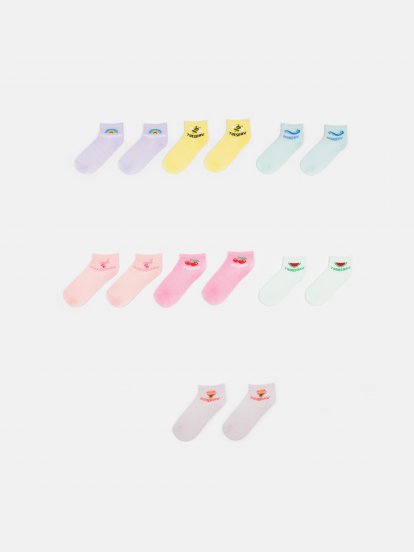 Balenie 7 párov členkových detských ponožiek so vzorom