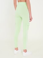 Cotton cargo leggings with side stripes