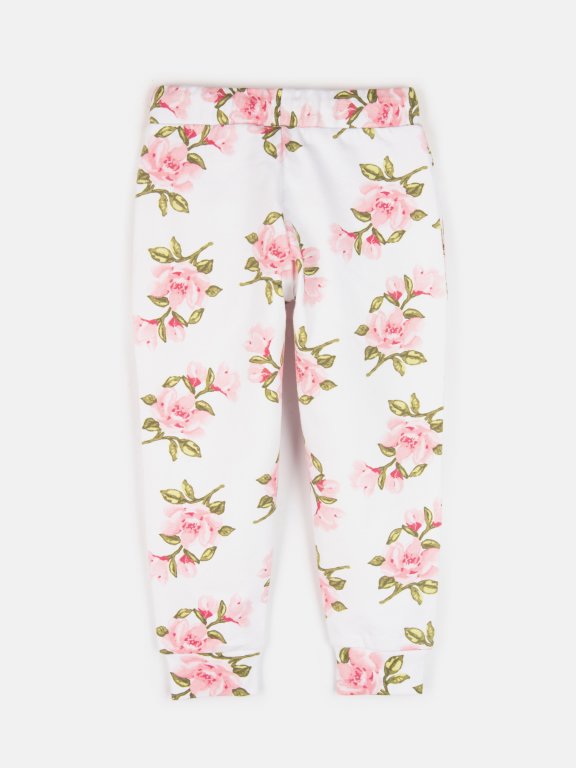 Cotton sweatpants with floral print