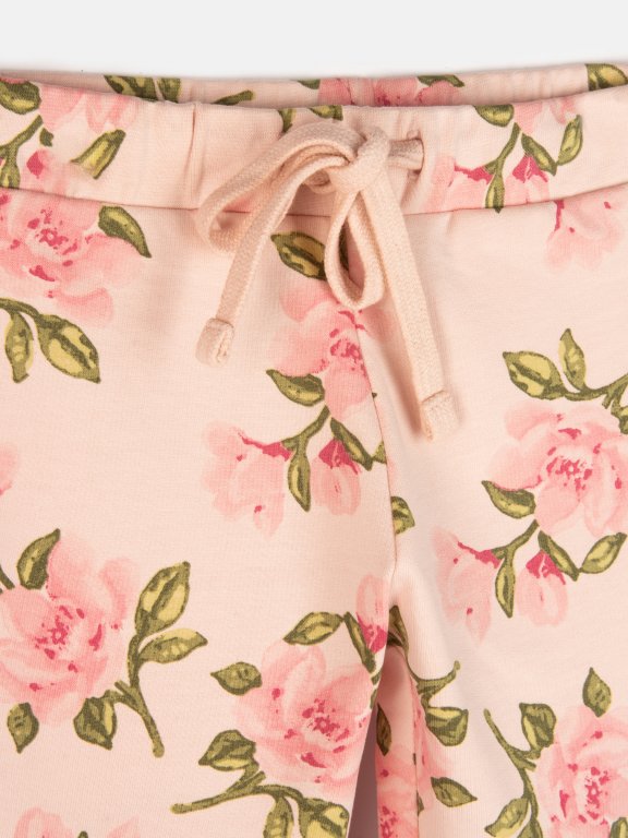 Bawełniane spodnie dresowe dziewczęce z nadrukiem w kwiaty