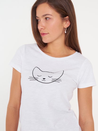 Bavlnené tričko s grafickou potlačou dámske