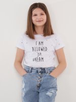 Bavlnené tričko s krátkym rukávom s nápisom dievčenské