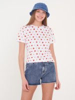 Bavlněné tričko s potiskem jahody dámské