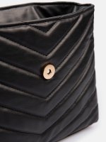 Faux leather quilted crossbody bag with adjustable strap