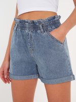 A-line pull-on denim shorts