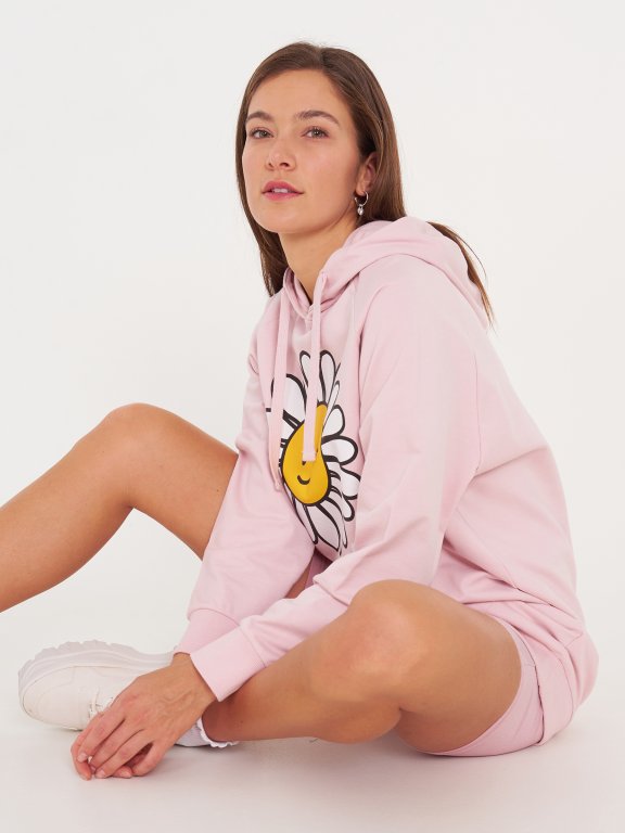 Longline hoodie with graphic print