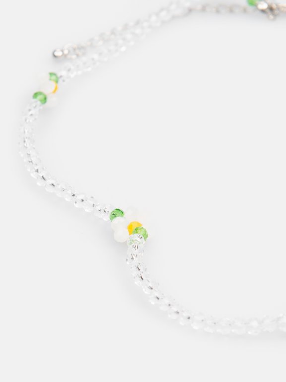 Korálikový náhrdelník s kvetmi