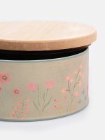 Iron box with wooden lid and floral design
