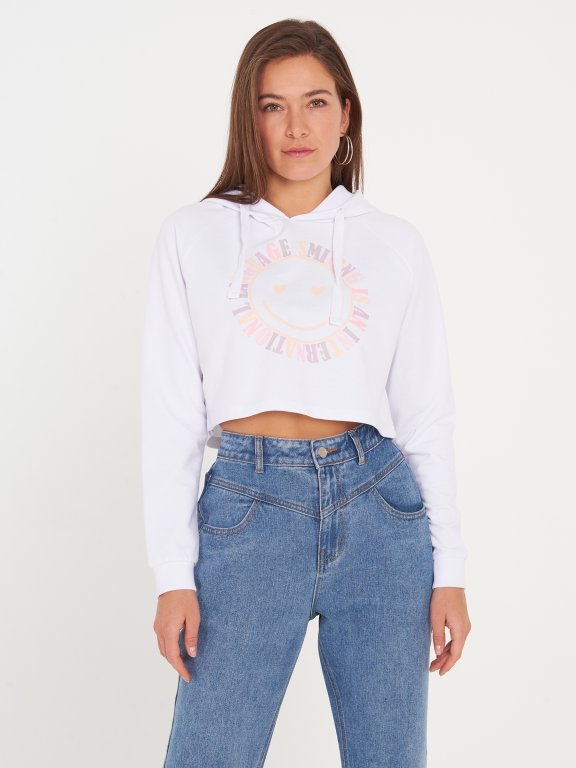 Cropped hoodie with print