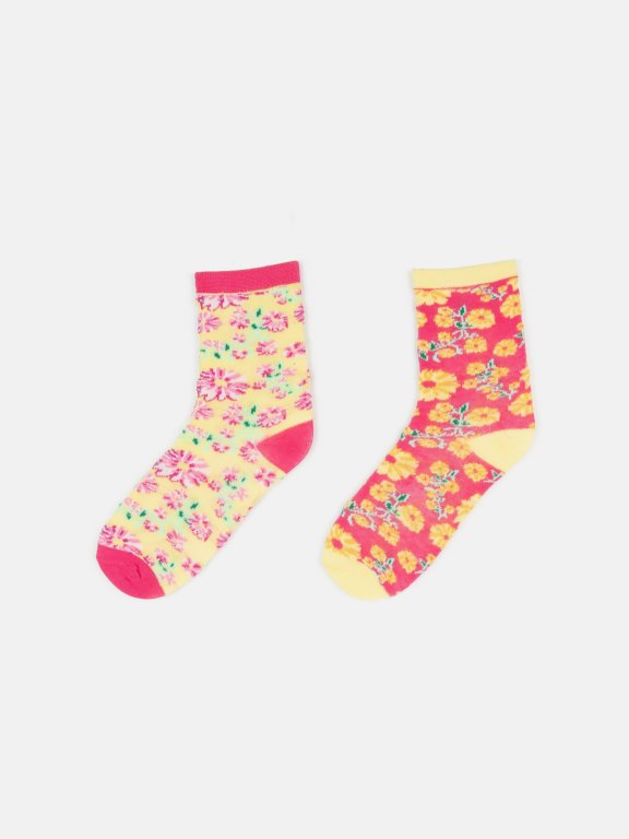 Flower pattern crew socks