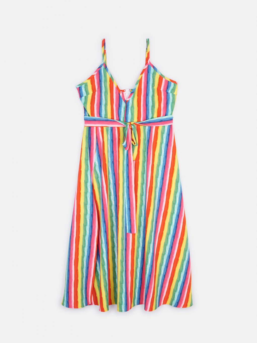 Maxi prúžkované farebné šaty pre plnoštíhle plus size