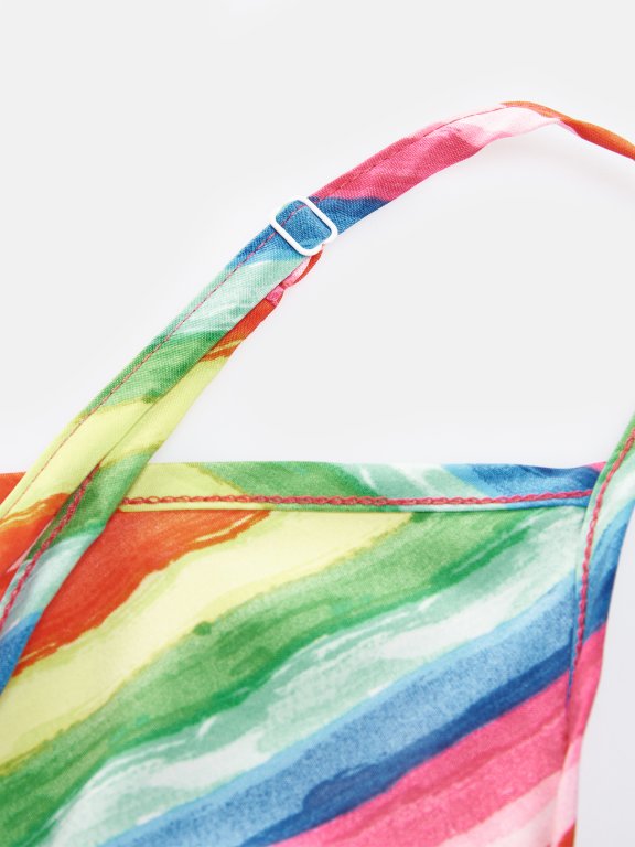 Maxi proužkované barevné šaty pro plnoštíhlé plus size