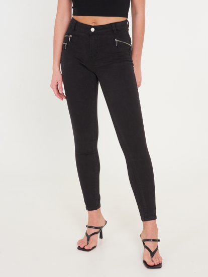 Skinny pants with decorative zippers