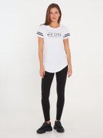 Longline cotton short sleeve t-shirt with print