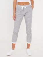 Striped cotton pull-on pants