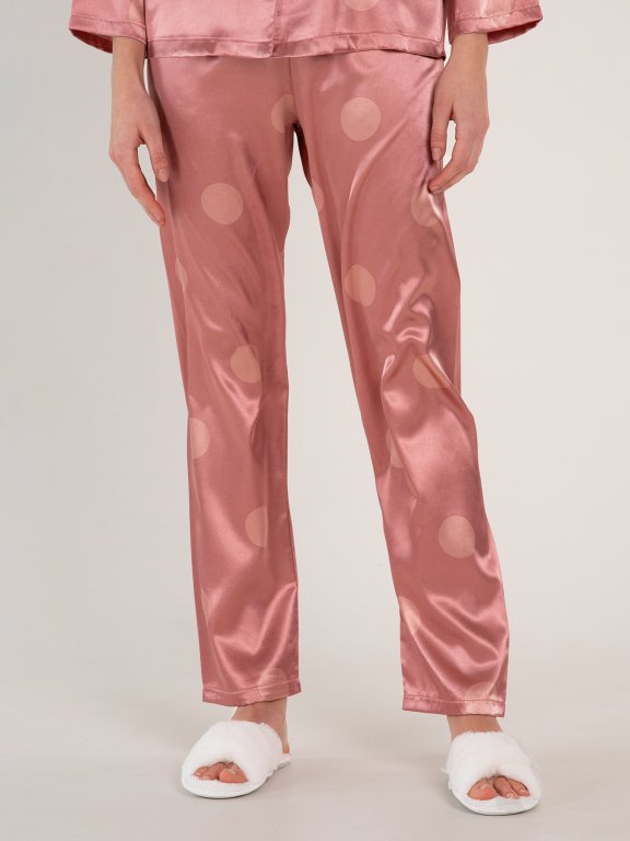 Damskie spodnie piżamowe satynowe w wzory