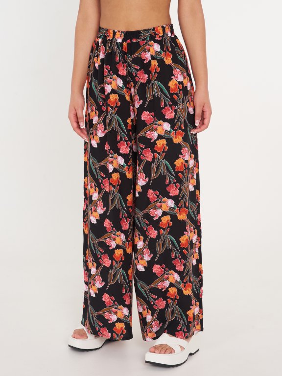 Floral print wide pants