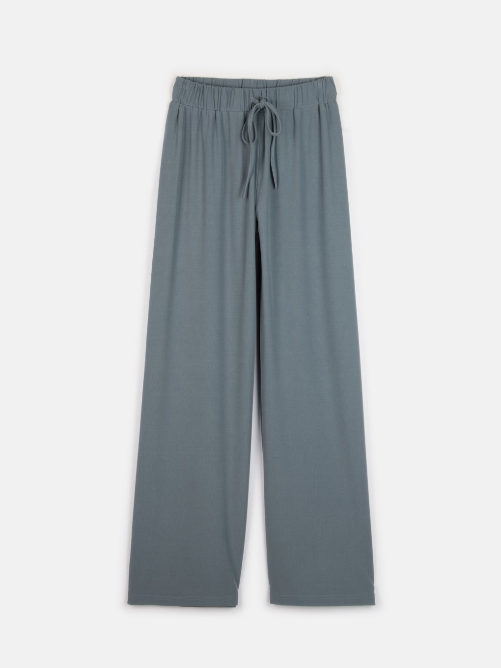 Ribbed wide pants with elastic waistband