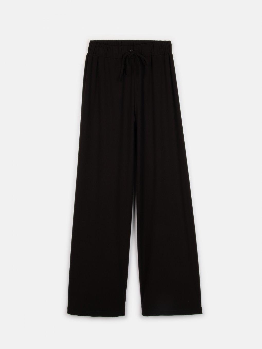 Široké žebrované kalhoty s elastickým pasem dámské