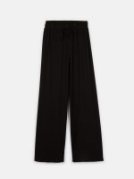 Ribbed wide pants with elastic waistband