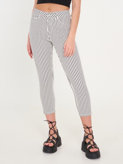 Cropped striped skinny pants