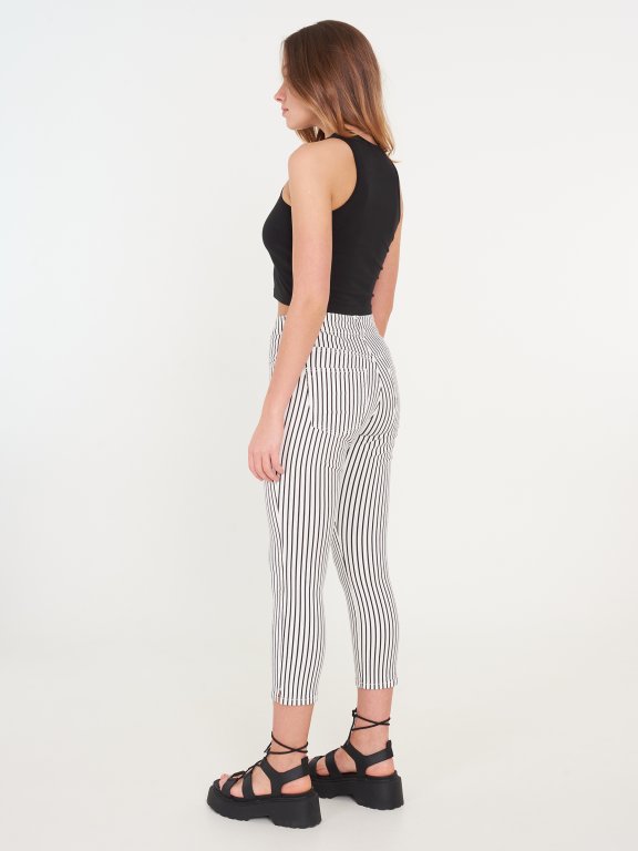 Cropped striped skinny pants