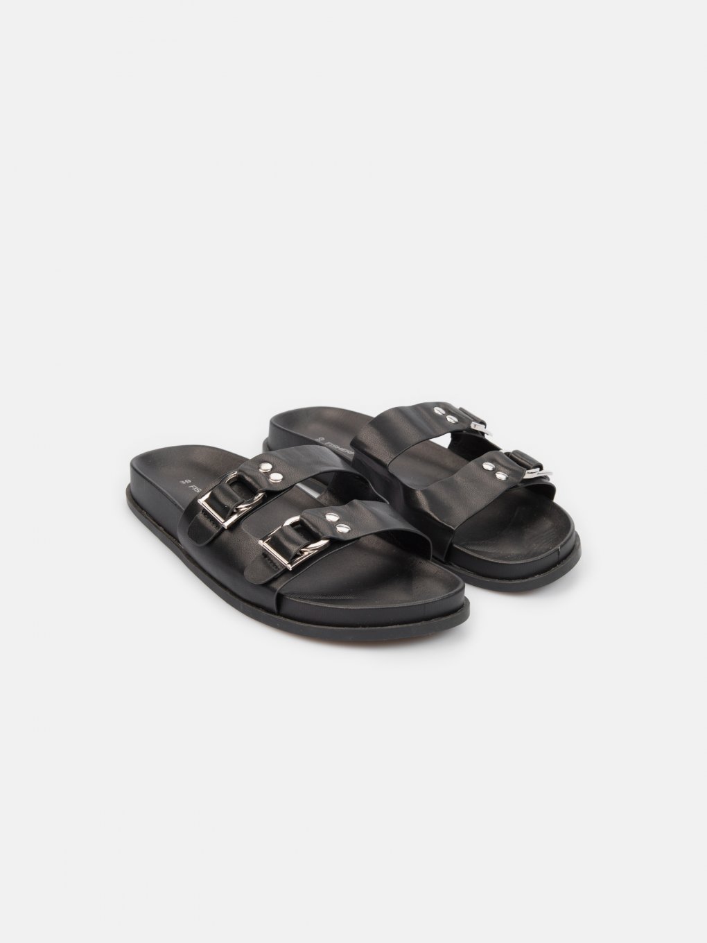 Faux-leather slides with double bucke