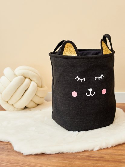 Storage basket with cat design