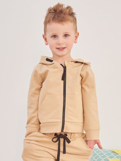 Klasyczna bluza basic z zamkiem, kapturem i kontrastowymi elementami dla chłopców