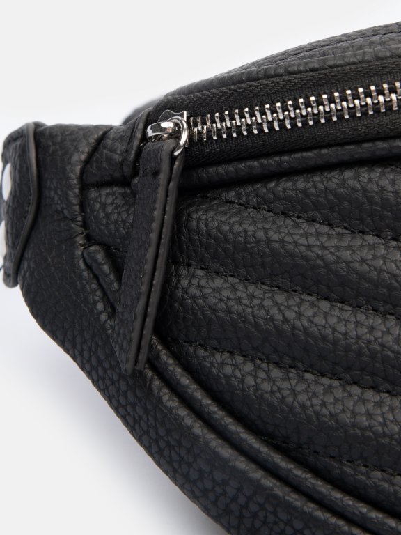 Basic faux leather quilted bum bag