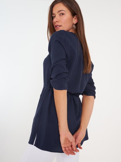 Basic viscose blouse with zipper