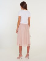 Tulle midi skirt with metallic fibre