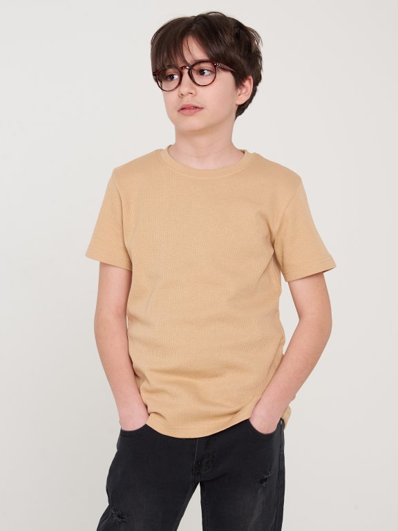 Bawełniana koszulka basic waflowa dla chłopców