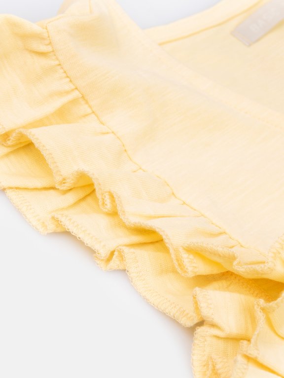 Basic basic bawełniany top z falbankami dla kobiet