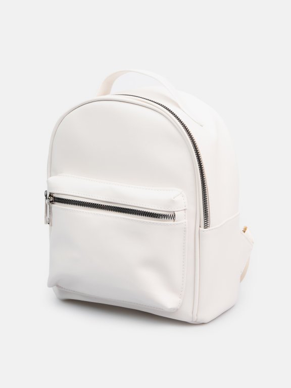 Faux leather basic backpack