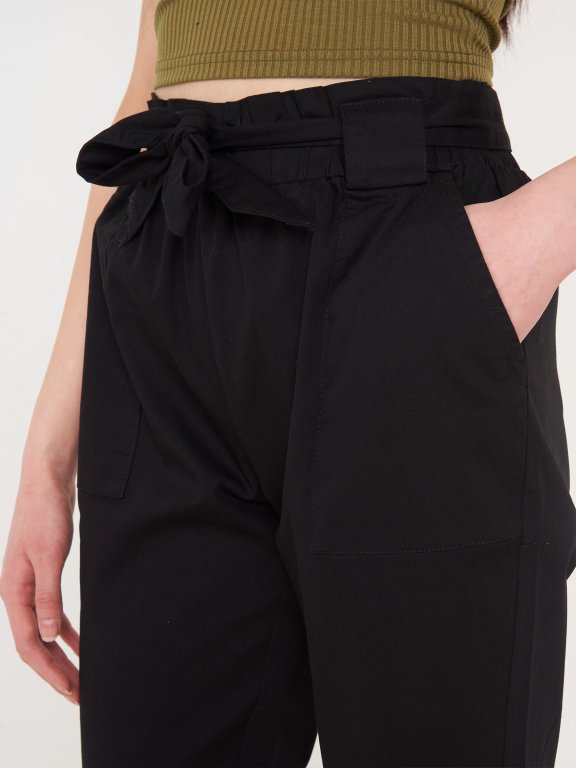 Bavlněné kalhoty paperbag dámské