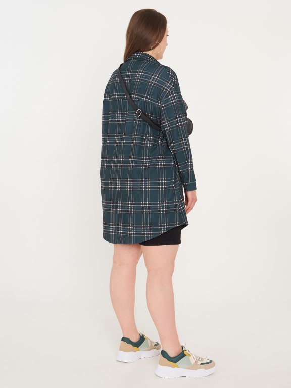 Plus size plaid jacket with buttons